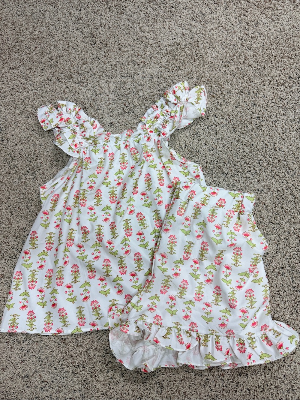 White Floral Ruffle Tank and Shorts Set